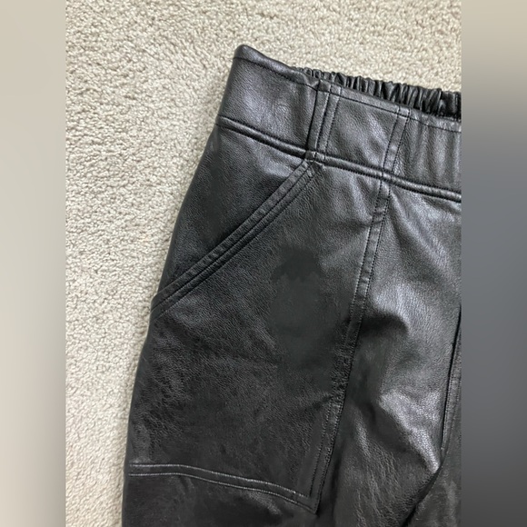 SPANX Black Joggers Leather Like Leggings - size small - Picture 2 of 5